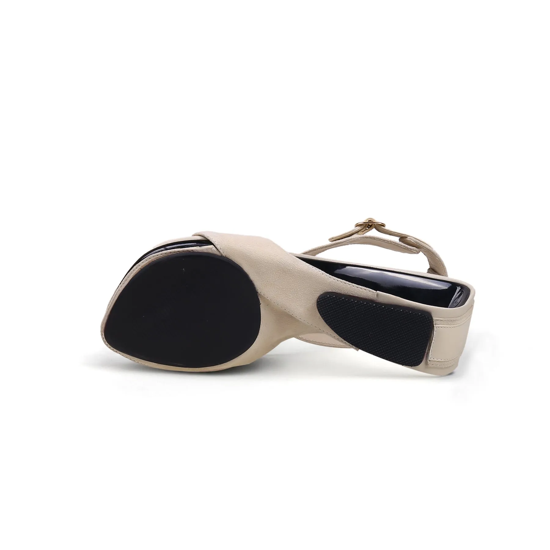 Cut-Out Peep Toe Suede Wedge Sandal - Beige