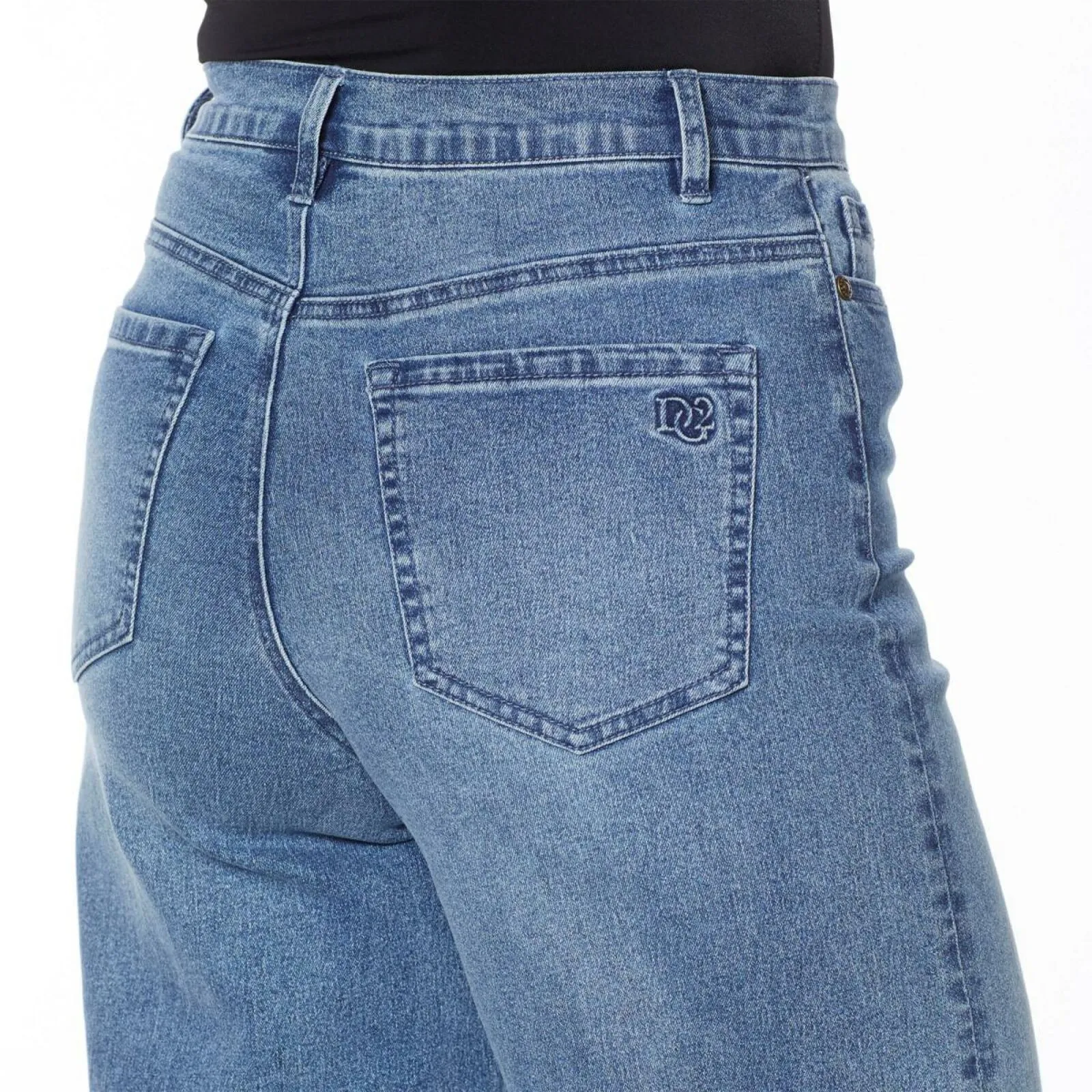 DG2 by Diane Gilman Women's Plus Size Embroidered Cropped Wide Leg Jeans