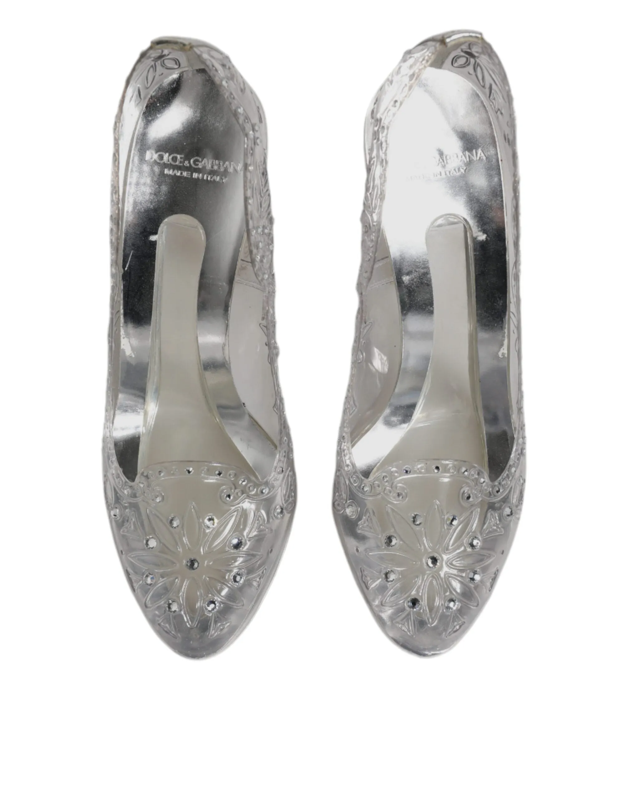 Dolce & Gabbana Clear Crystal Floral Heels CINDERELLA Shoes