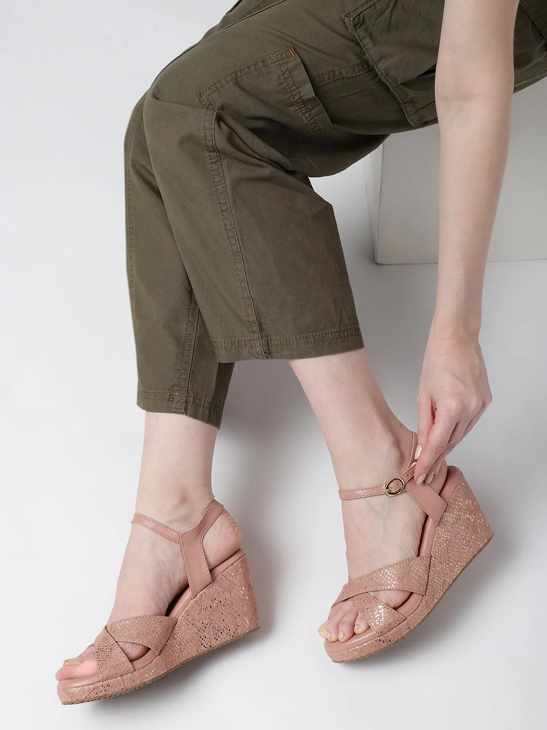 Double Straps Wedge Heels
