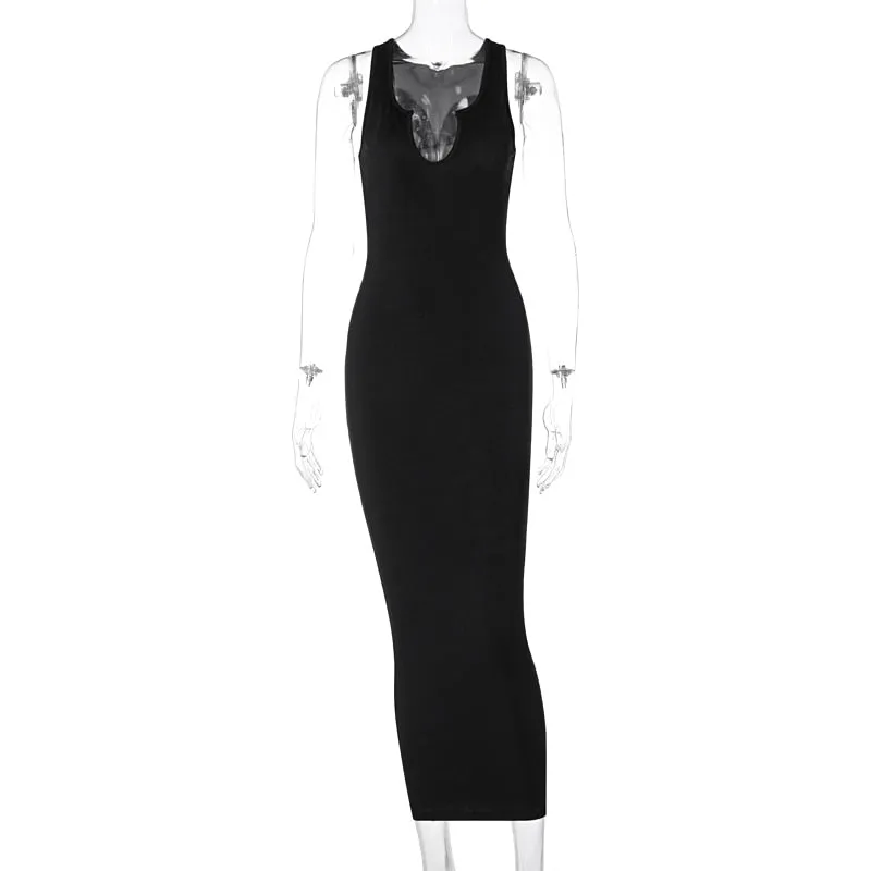 Dulzura Ribbed Knitted Stripe Women Sleeveless Midi Dress