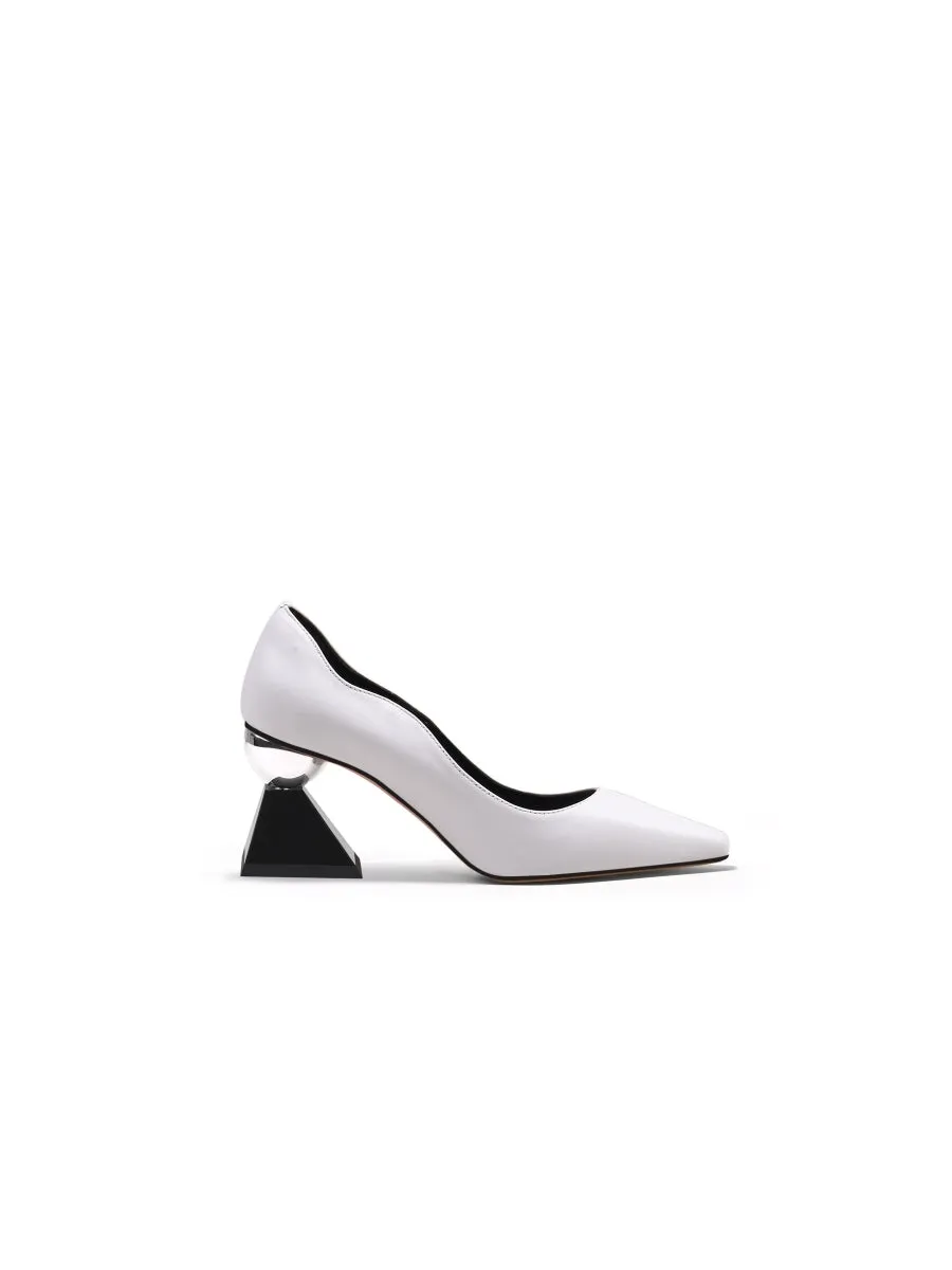 Eamon Contrast Color Scalloped-Edge Leather Pump