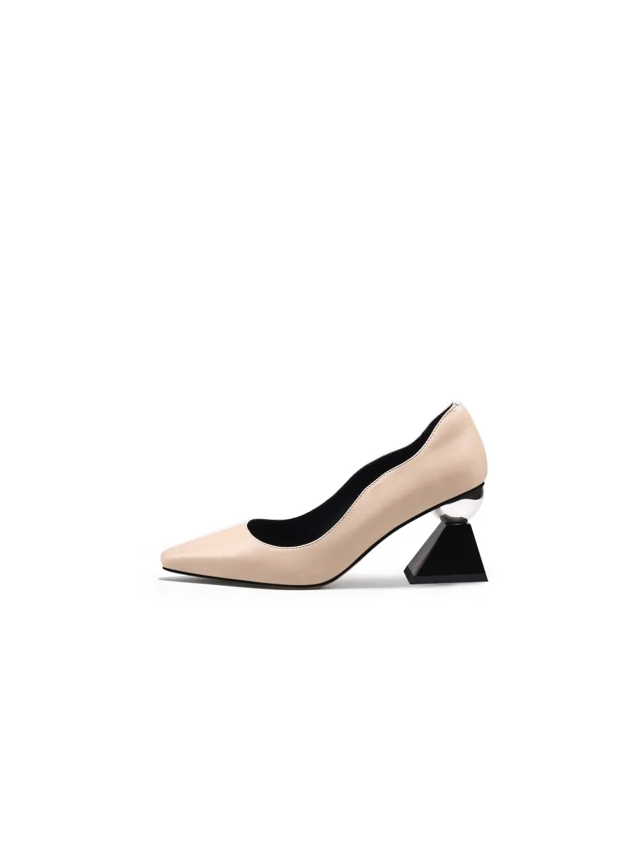 Eamon Contrast Color Scalloped-Edge Leather Pump