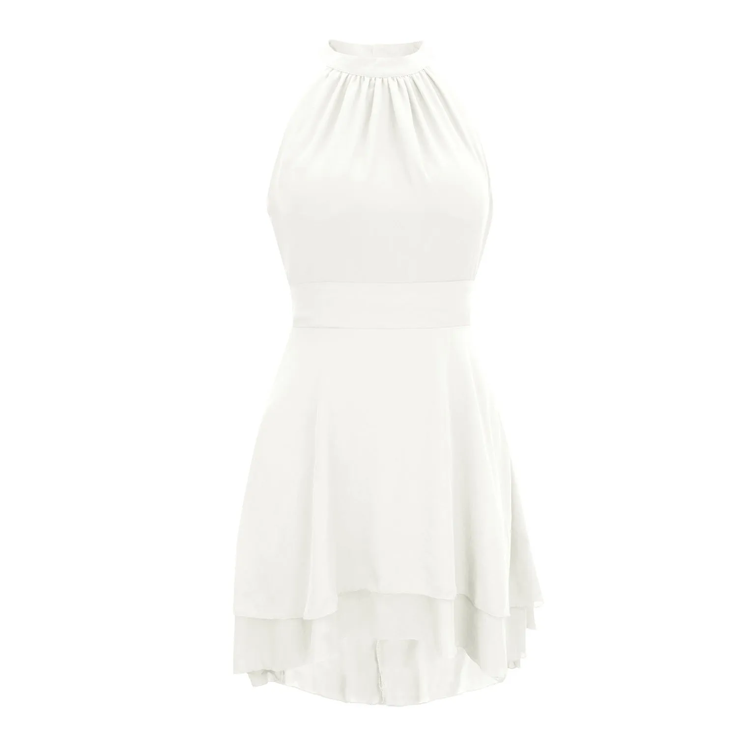 Elegant Halter Backless Irregular Hem Mini Dresses