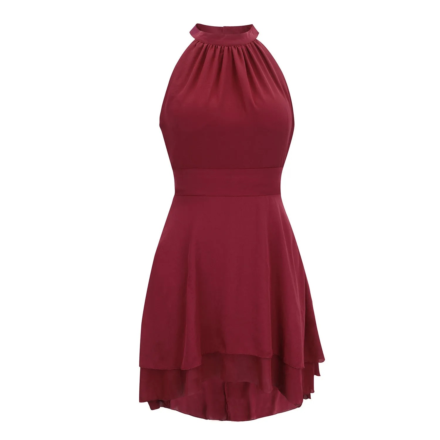 Elegant Halter Backless Irregular Hem Mini Dresses