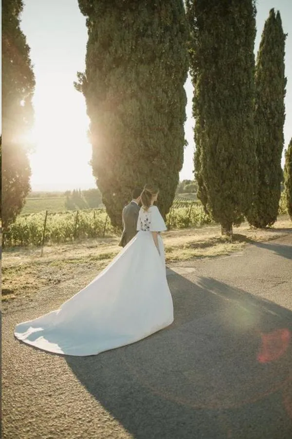 Elegant Wedding Dress, Half Sleeve Bateau Embroidery Romantic Bridal Gown, SW330