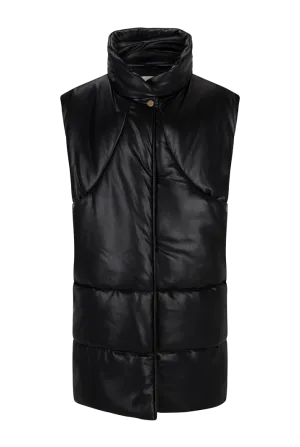 Elongated Vegan Leather Puffer Vest