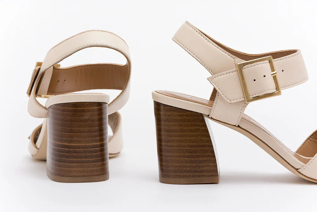 ENEKA Classic Buckle Cream Sandals