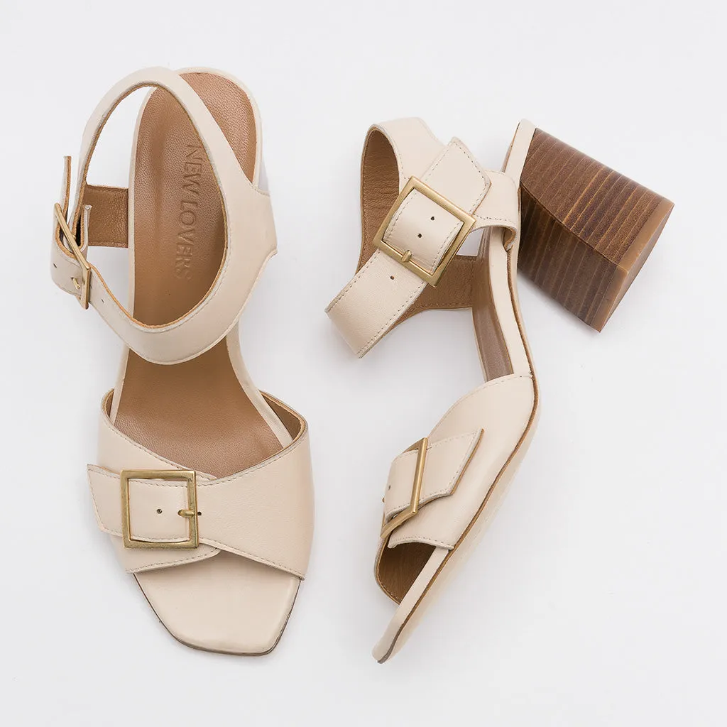 ENEKA Classic Buckle Cream Sandals