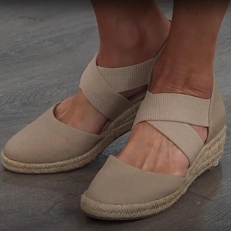 Fashion Cross Strap Wedge Heel Espadrilles Sandals for Women