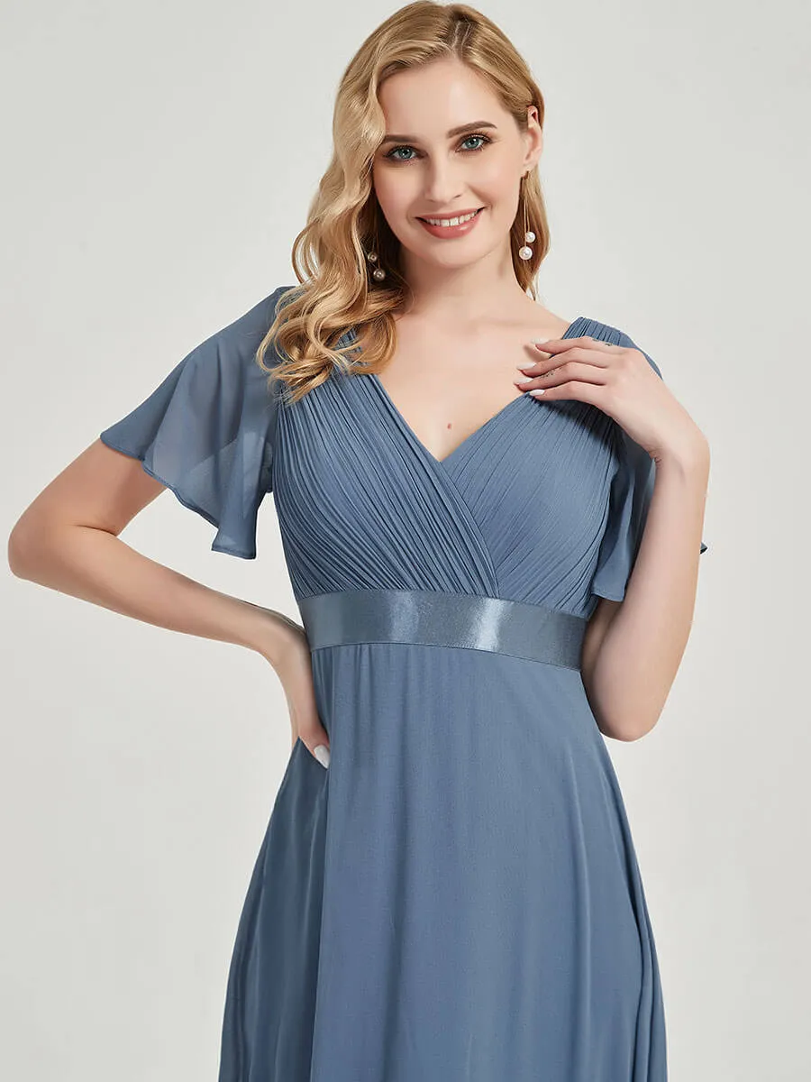 [Final Sale] Pink Floor-Length Short Sleeve Bridesmaid Dresses for Wedding Party