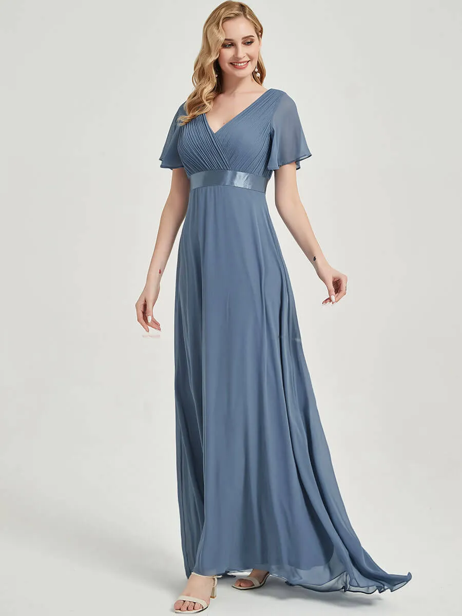 [Final Sale] Pink Floor-Length Short Sleeve Bridesmaid Dresses for Wedding Party