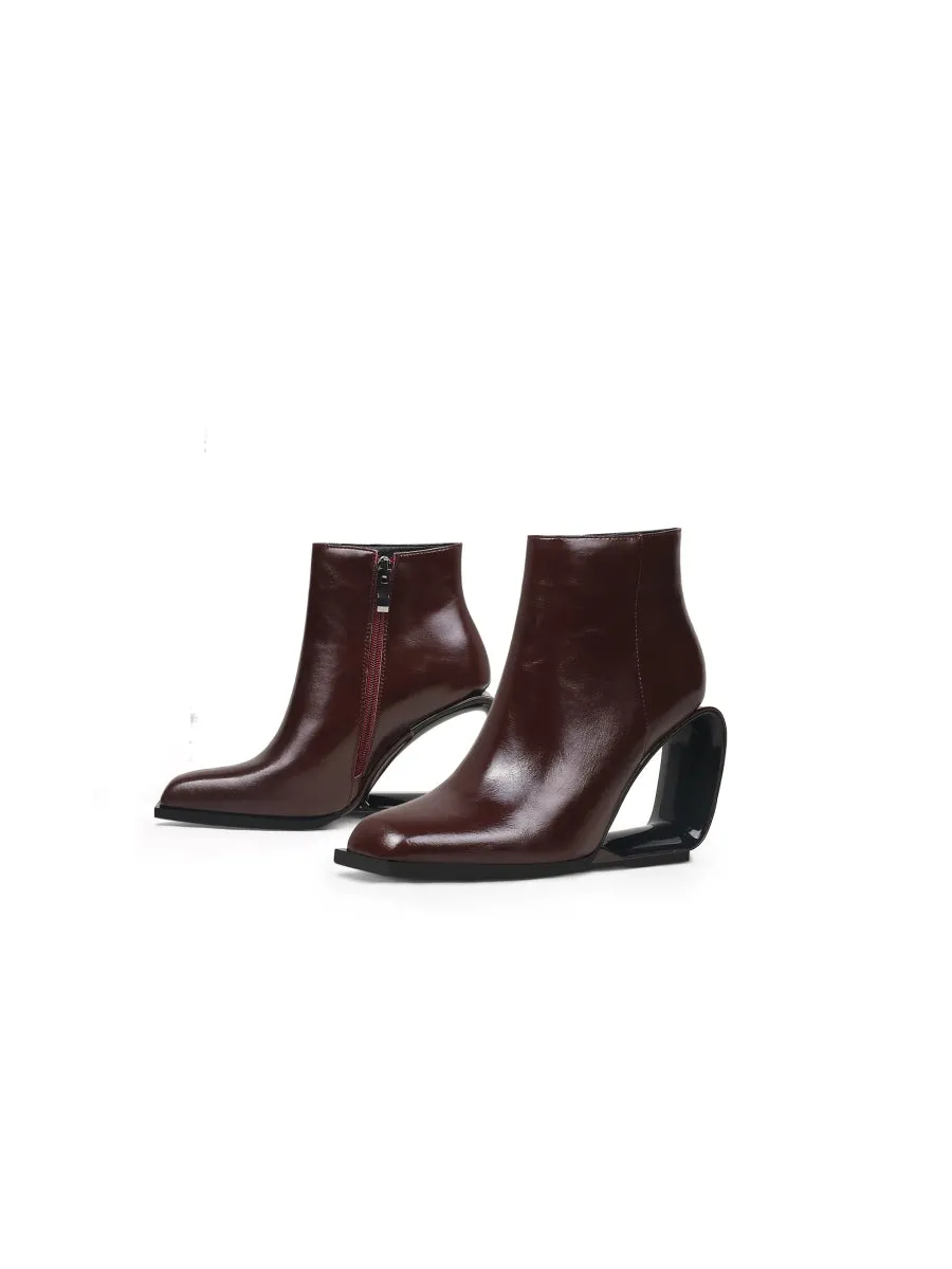 Fireplace Wedge-Heel Chocolate Leather Ankle Boot