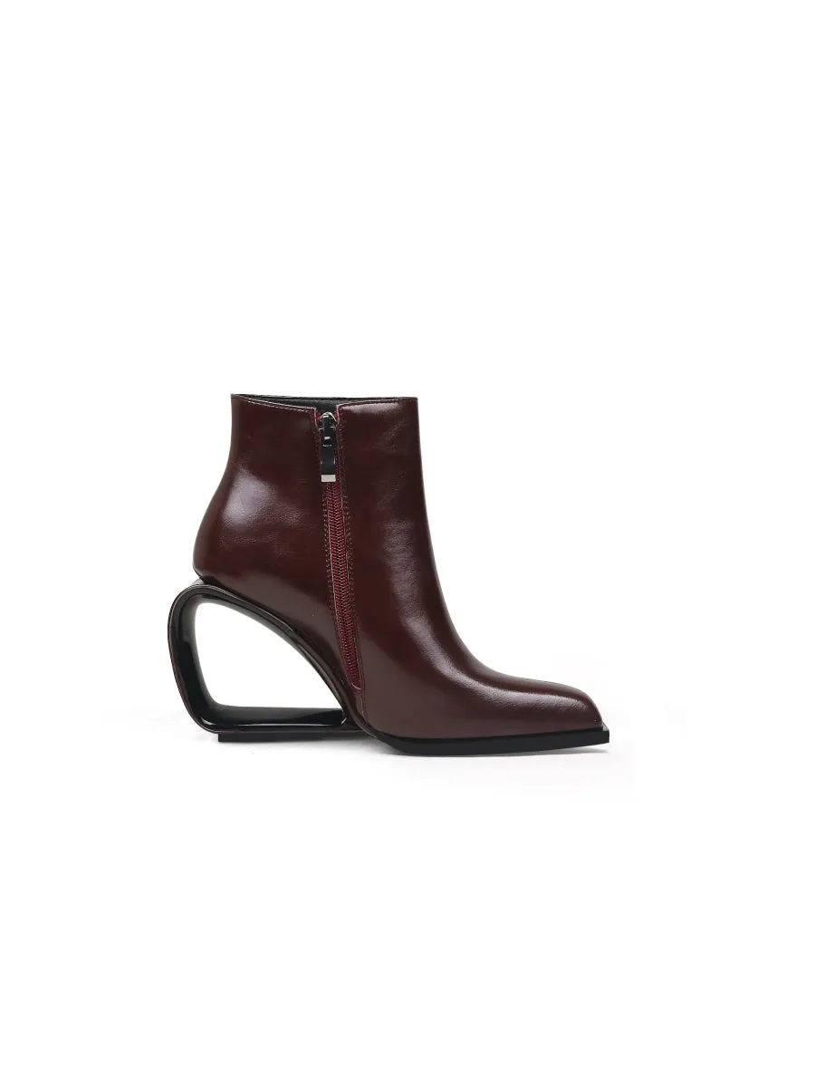 Fireplace Wedge-Heel Chocolate Leather Ankle Boot