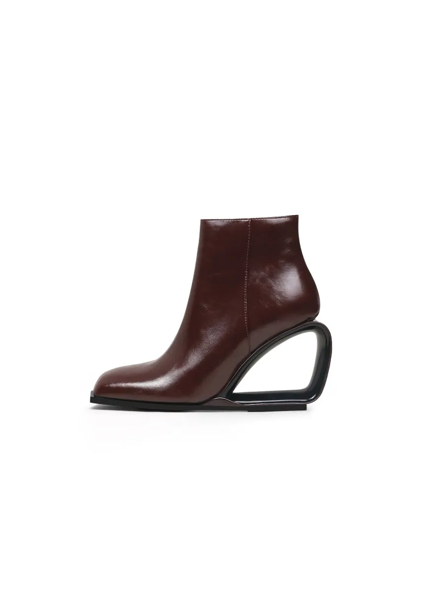 Fireplace Wedge-Heel Chocolate Leather Ankle Boot