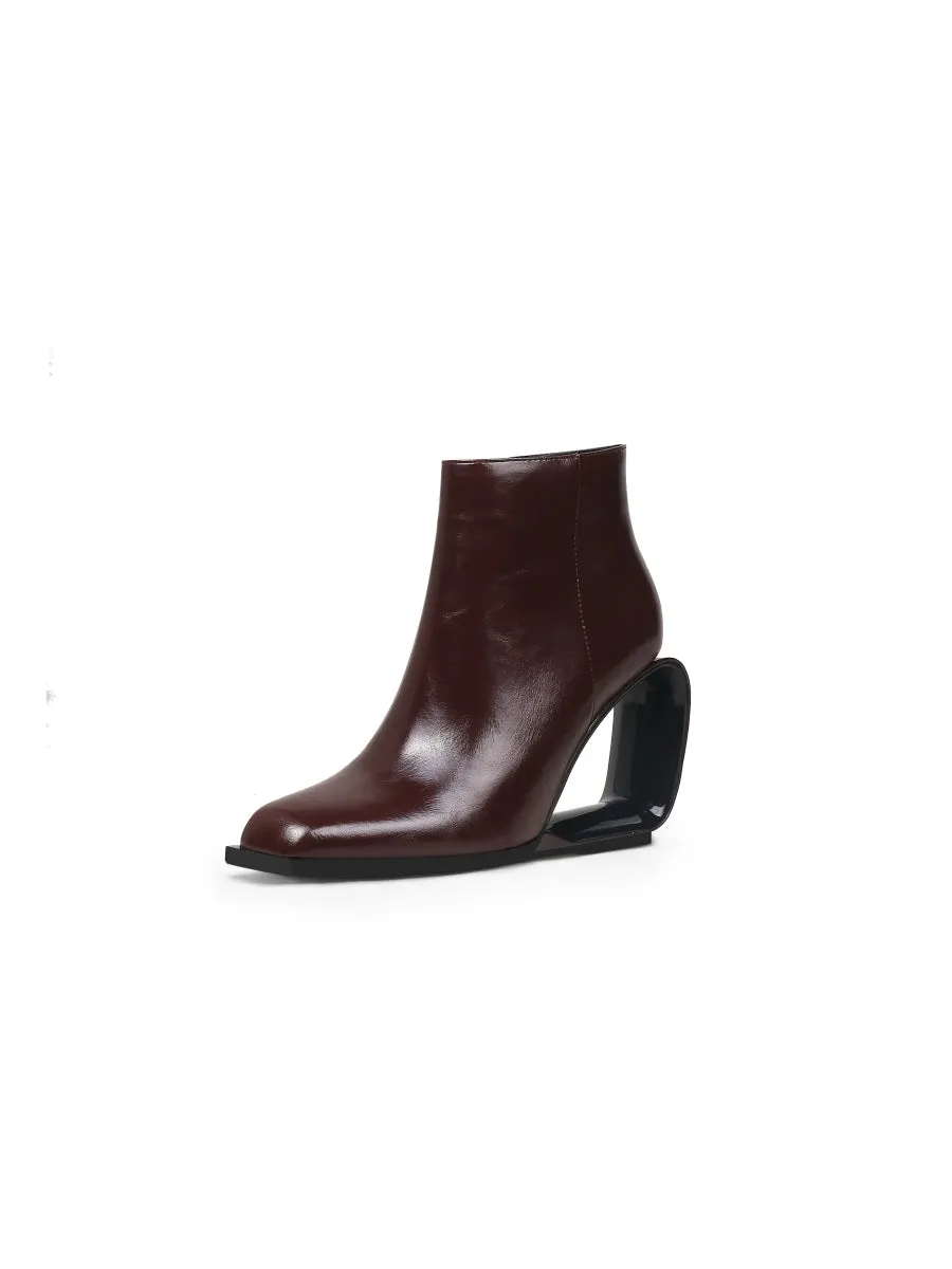 Fireplace Wedge-Heel Chocolate Leather Ankle Boot