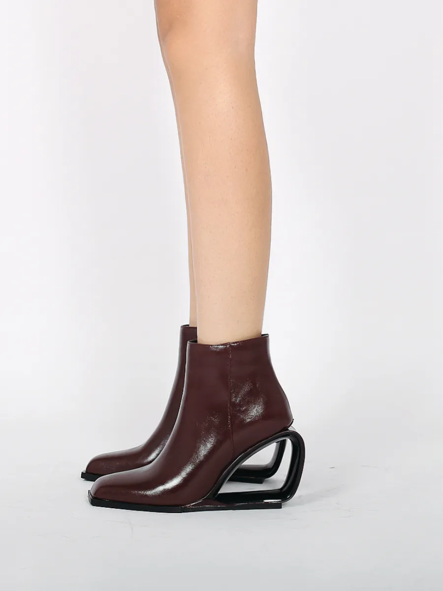 Fireplace Wedge-Heel Chocolate Leather Ankle Boot