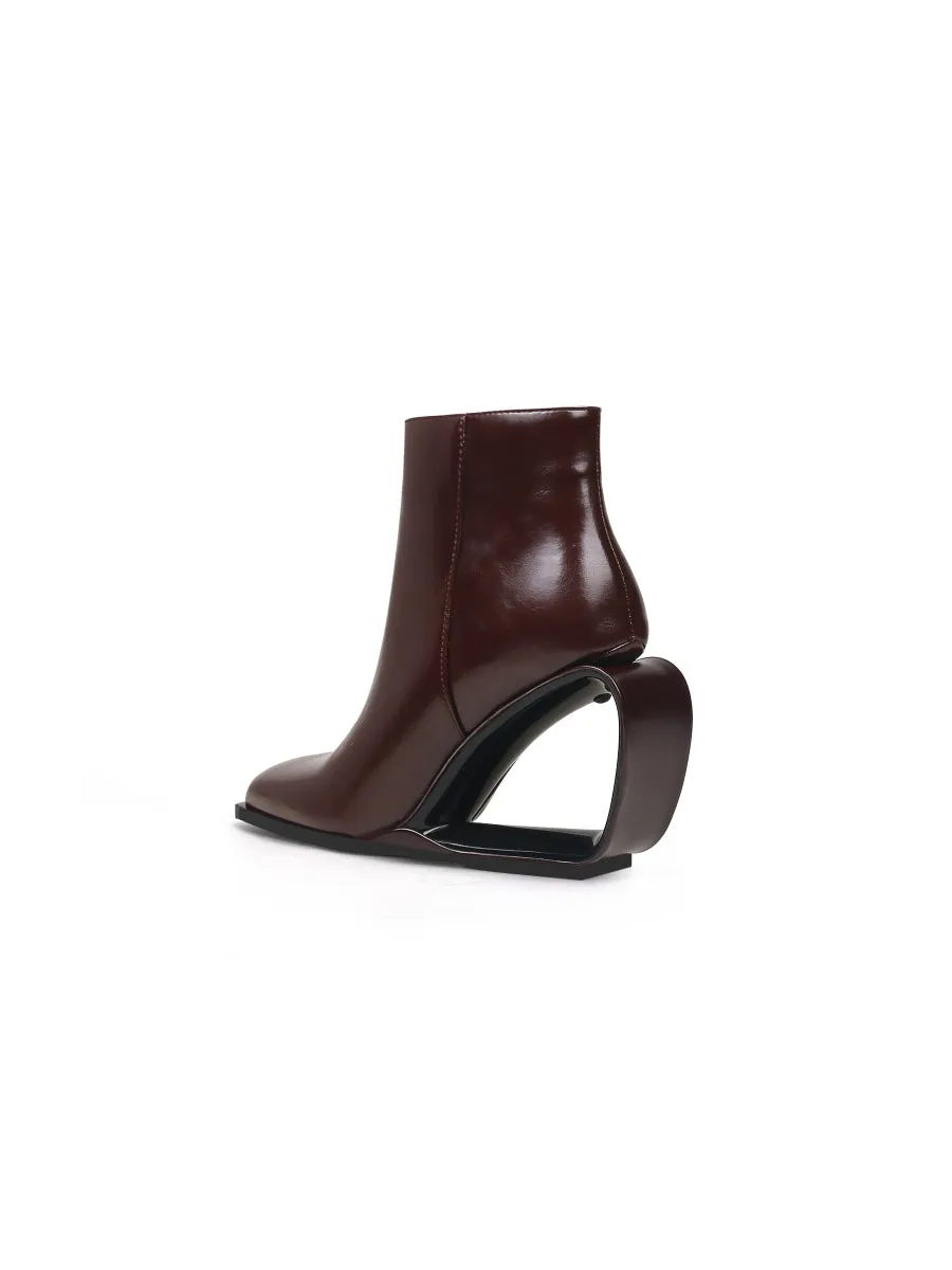 Fireplace Wedge-Heel Chocolate Leather Ankle Boot