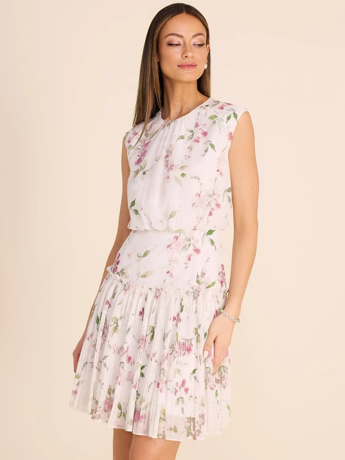 Floral Chiffon A-Line Dress