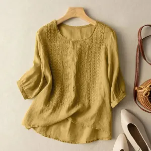 Florence | Embroidered Linen Boho Blouse