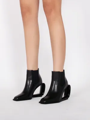 Genuine Leather Elevator Wedge-Heel Back Chelsea Boots