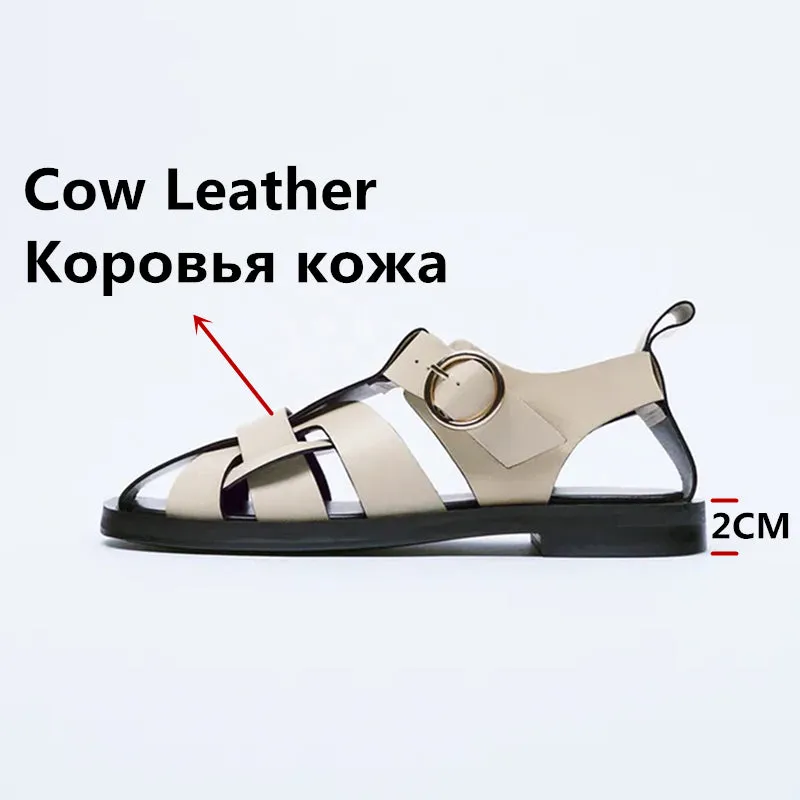 Genuine Leather Thick High Heels Sandals Pumps