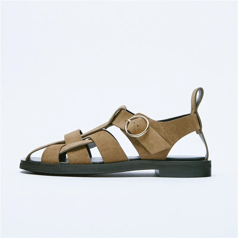 Genuine Leather Thick High Heels Sandals Pumps