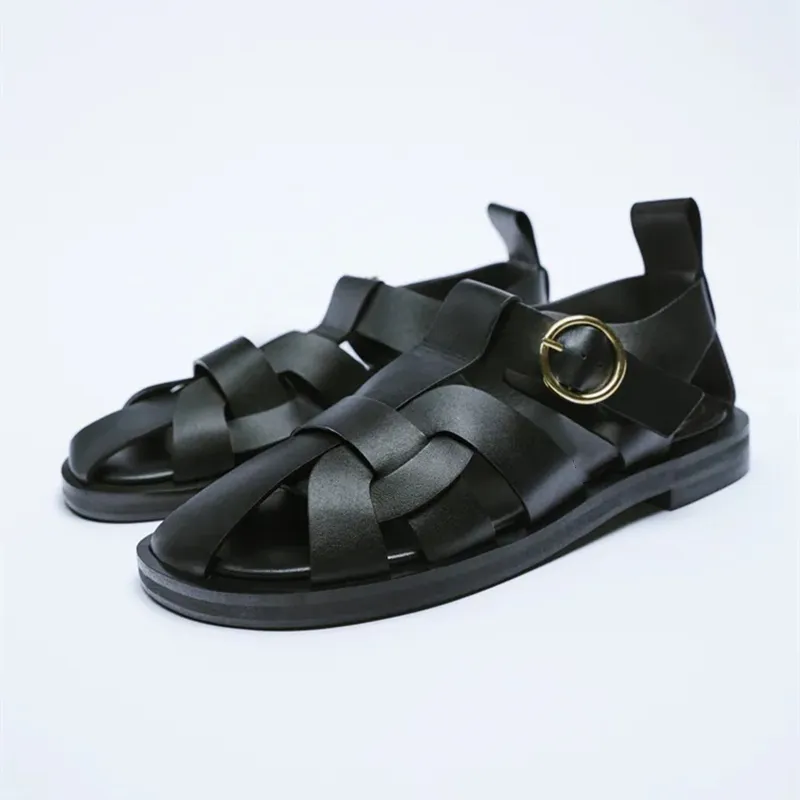 Genuine Leather Thick High Heels Sandals Pumps