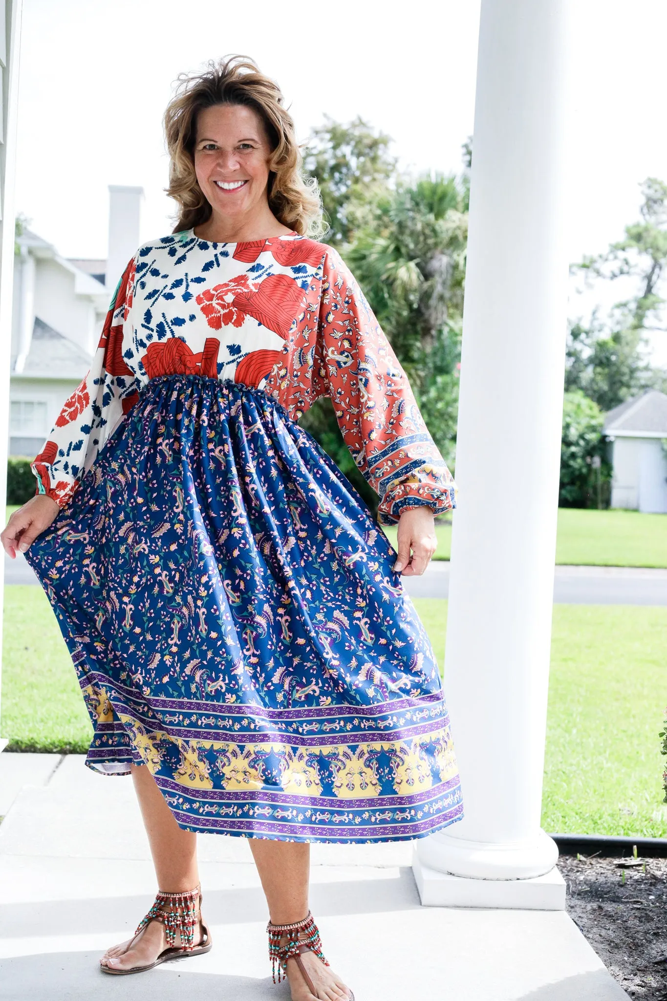 Georgiana Contrast Floral Print Dress
