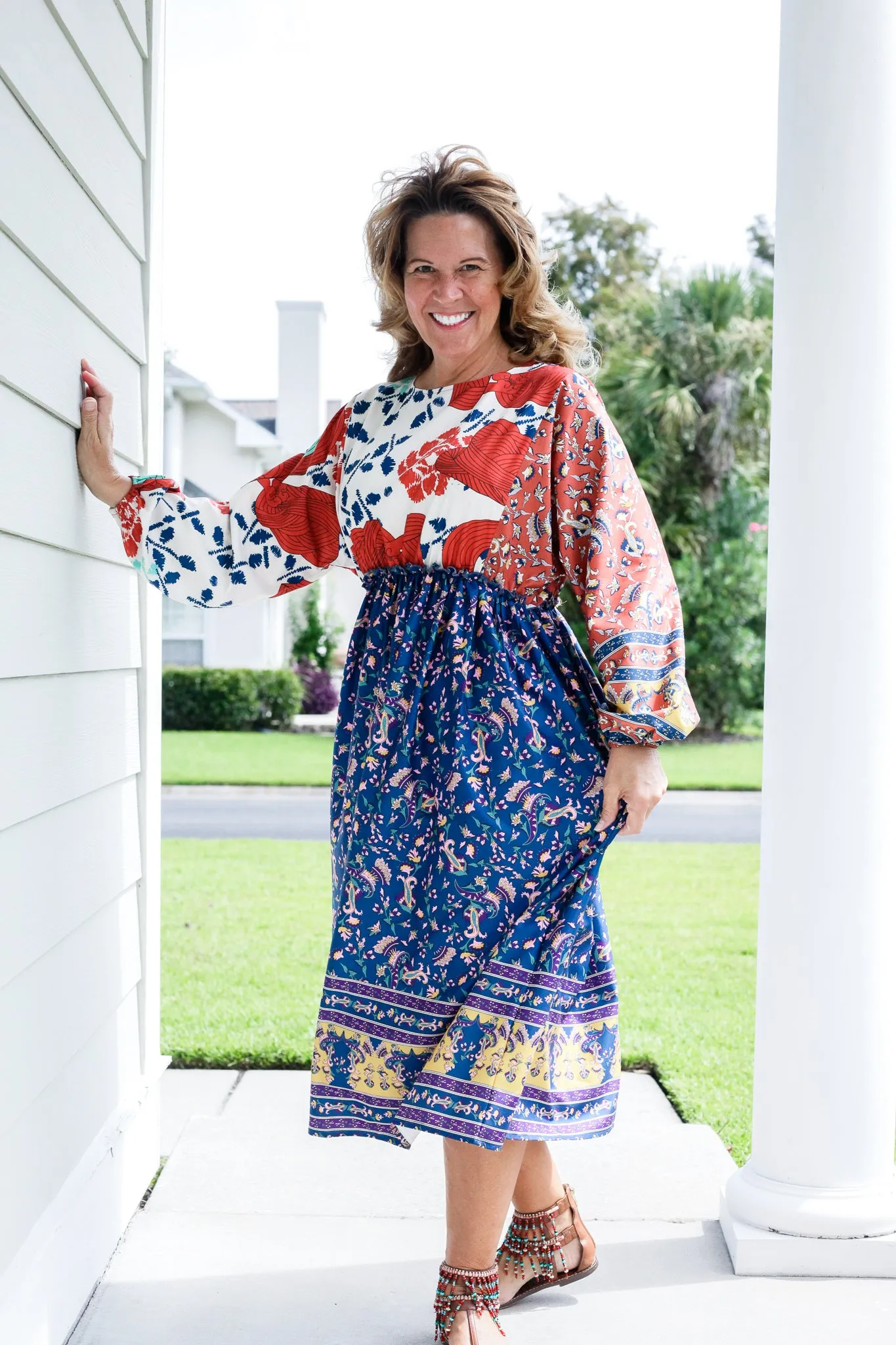 Georgiana Contrast Floral Print Dress