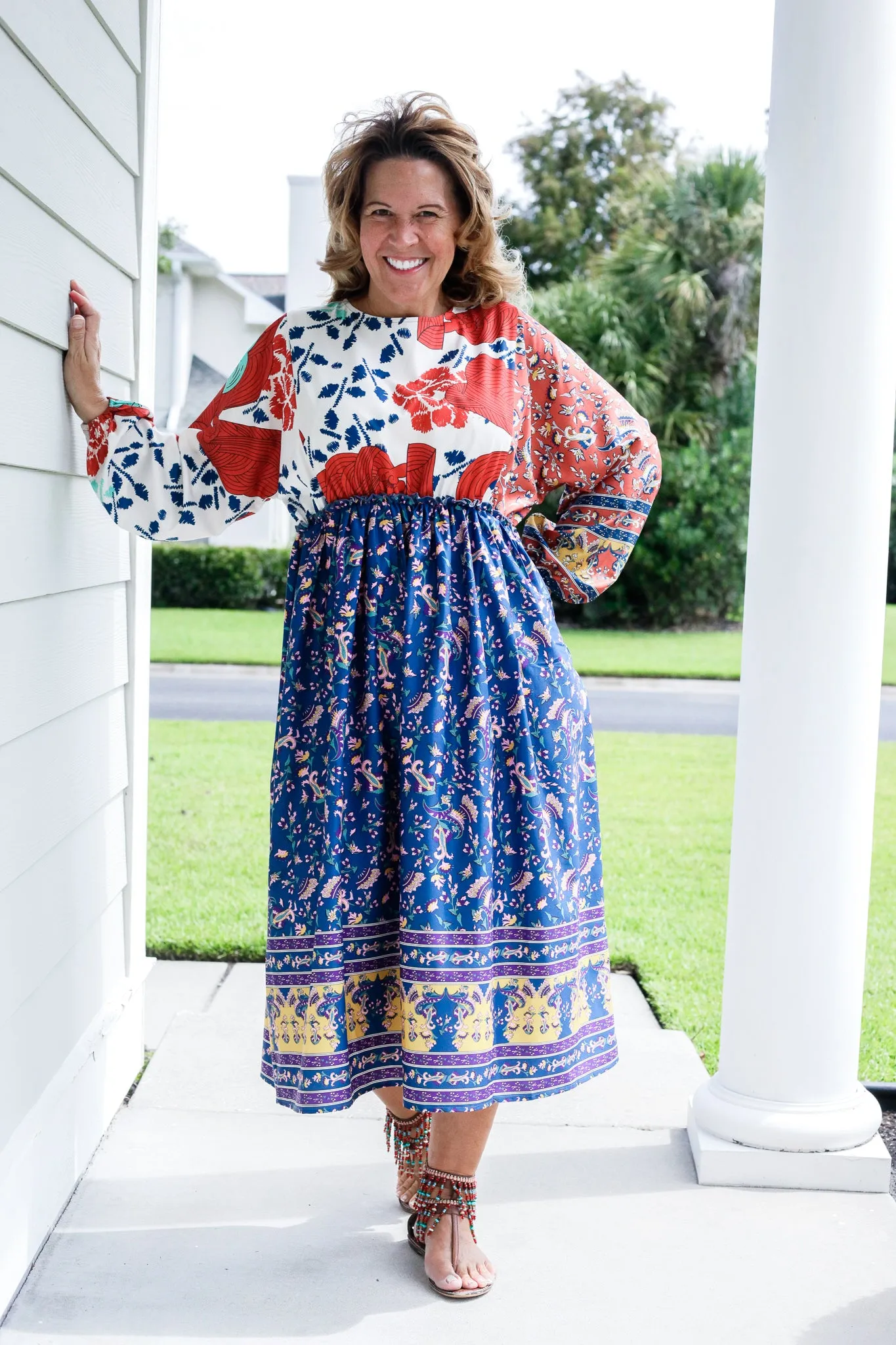 Georgiana Contrast Floral Print Dress