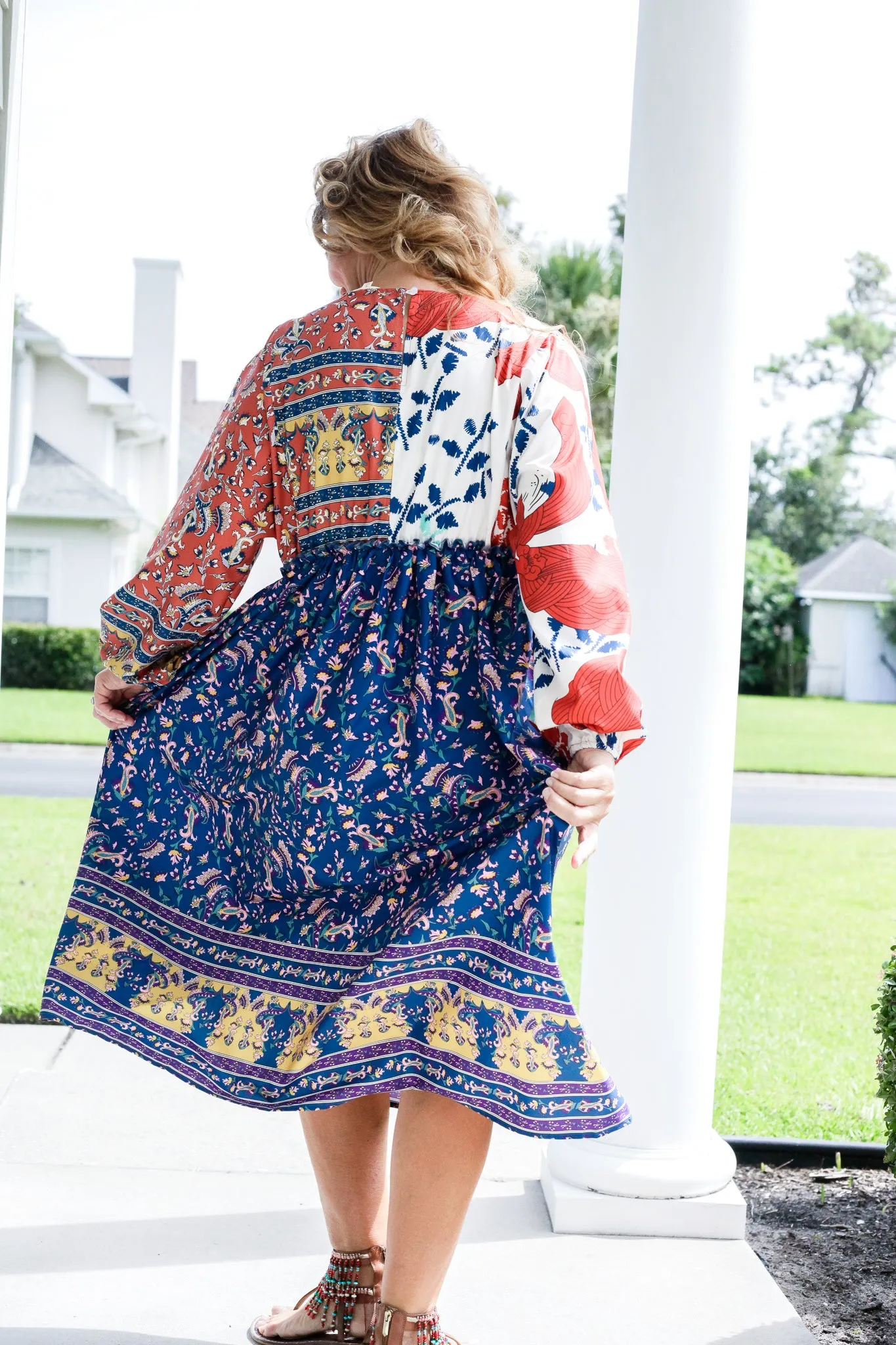 Georgiana Contrast Floral Print Dress