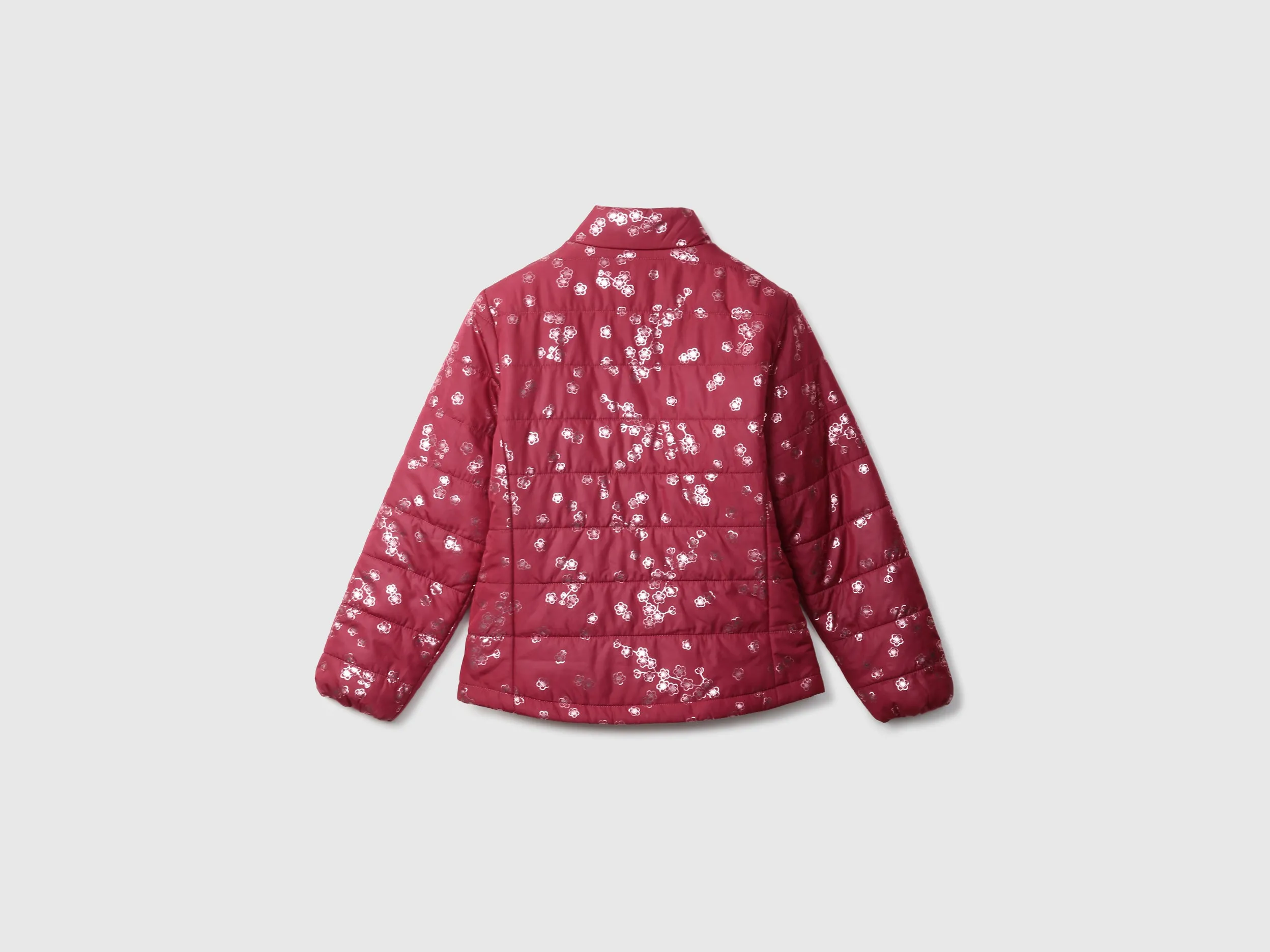 Girls Red Floral Puffer Jacket