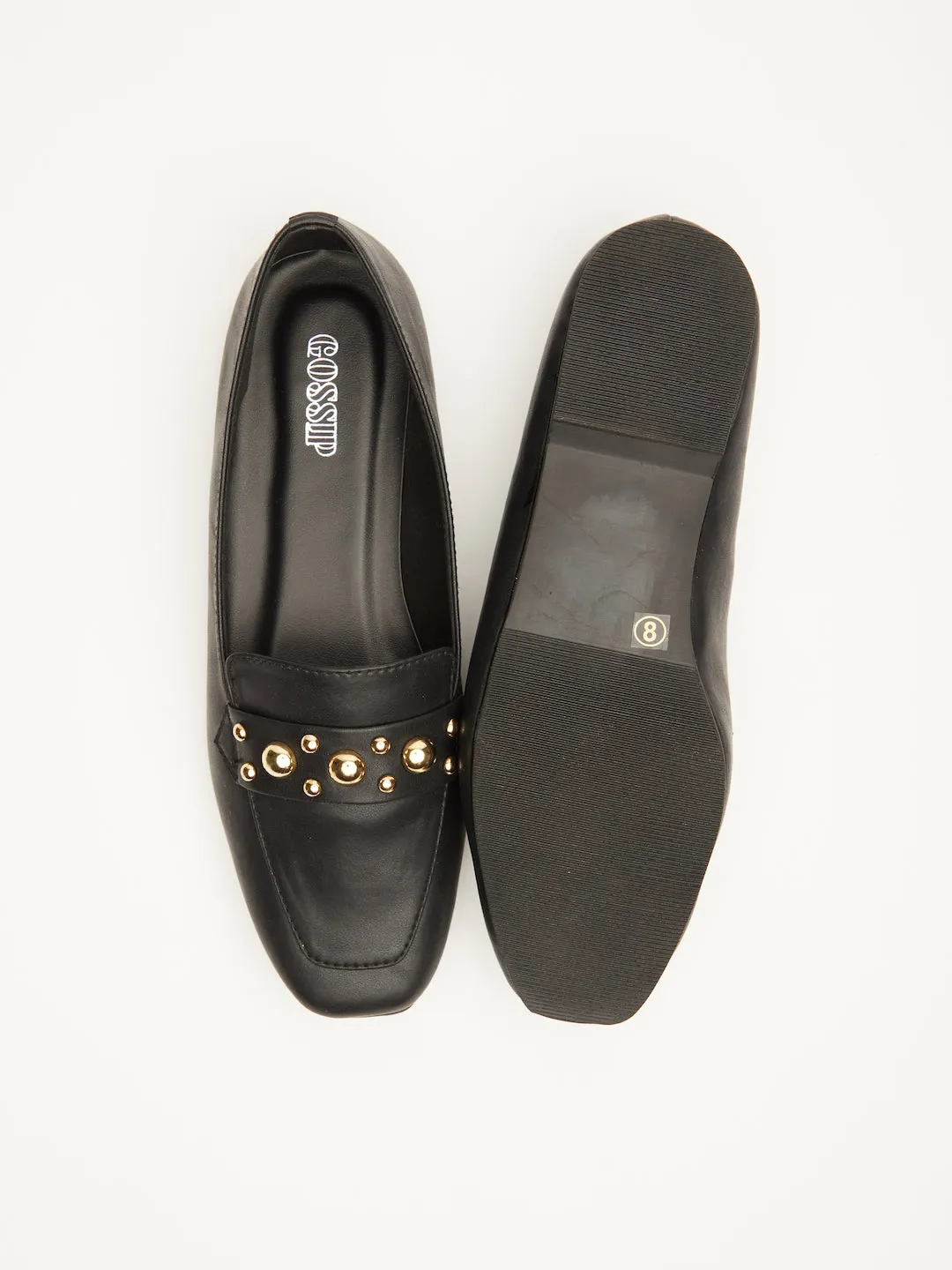 GOSSIP WOMENS BLACK MOCCASINS