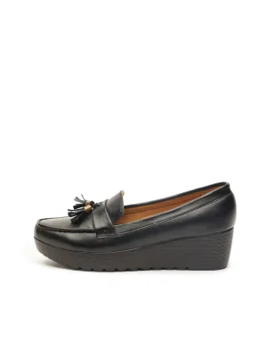 GOSSIP WOMENS BLACK MOCCASINS
