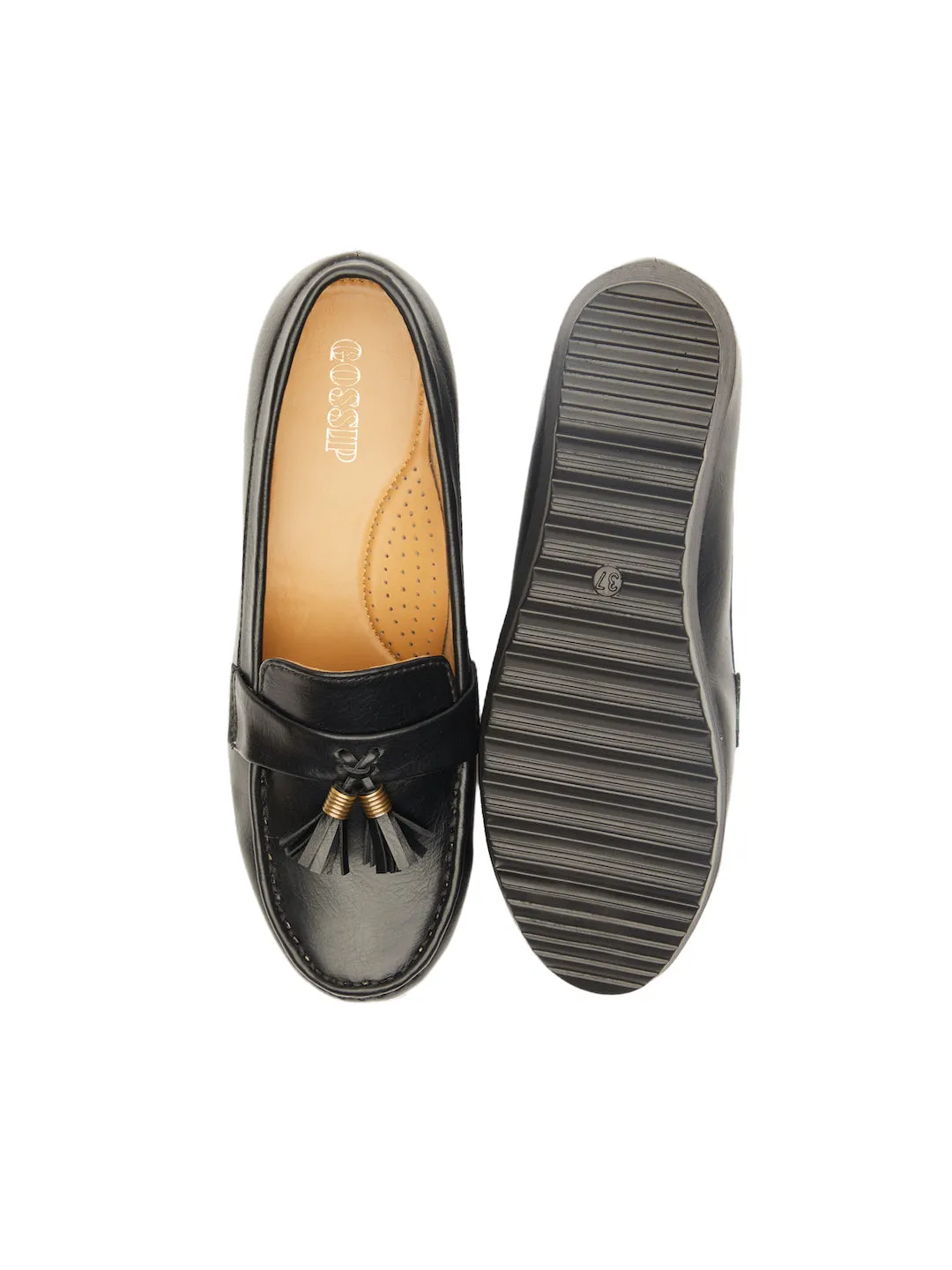GOSSIP WOMENS BLACK MOCCASINS