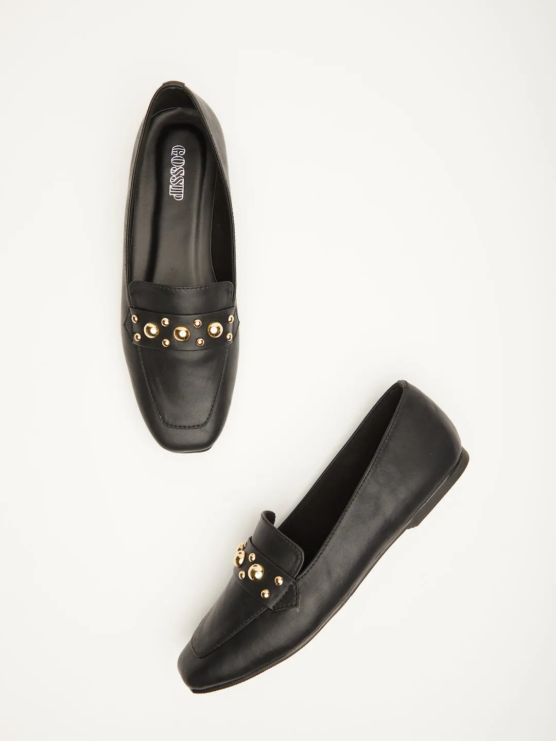 GOSSIP WOMENS BLACK MOCCASINS