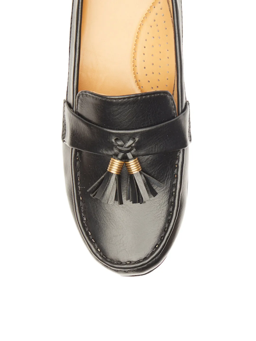 GOSSIP WOMENS BLACK MOCCASINS
