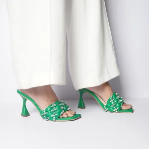 Green Braided Stud heels