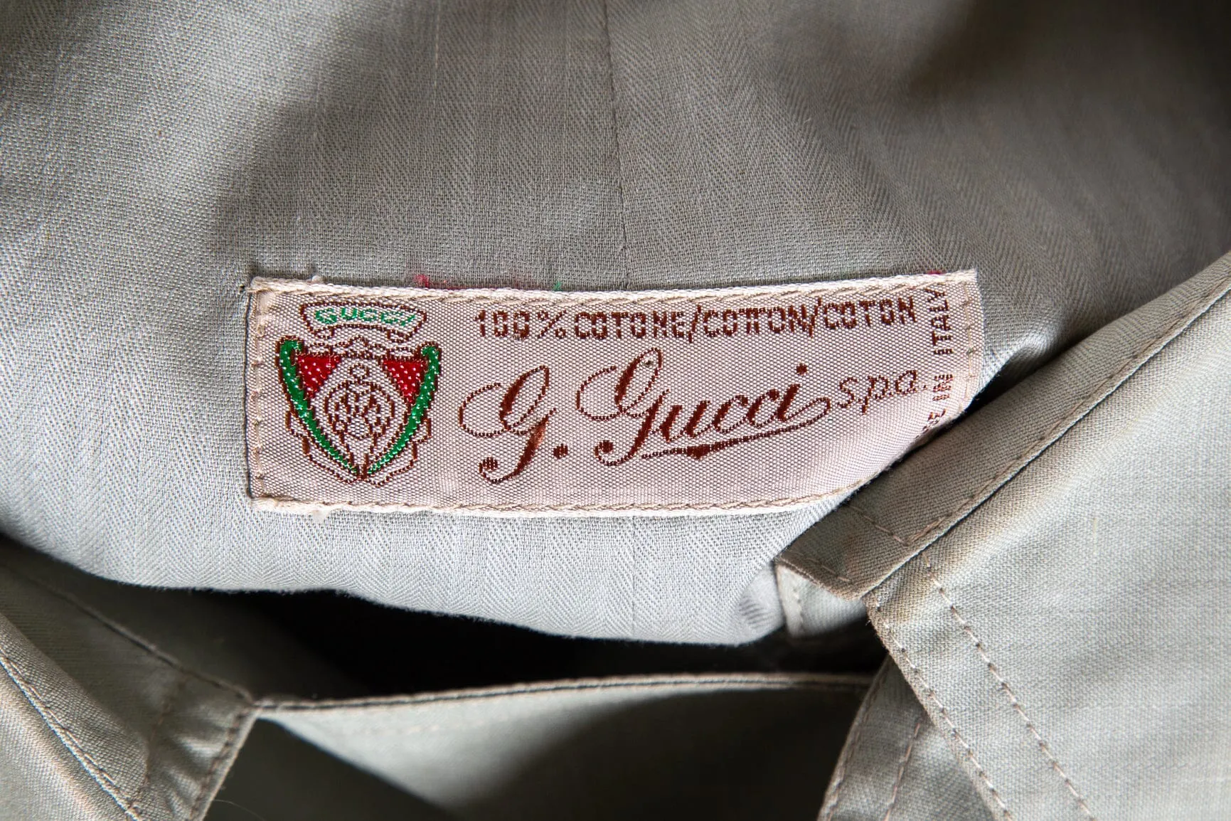 Gucci Vintage Green Cotton Trench Coat SZ 44