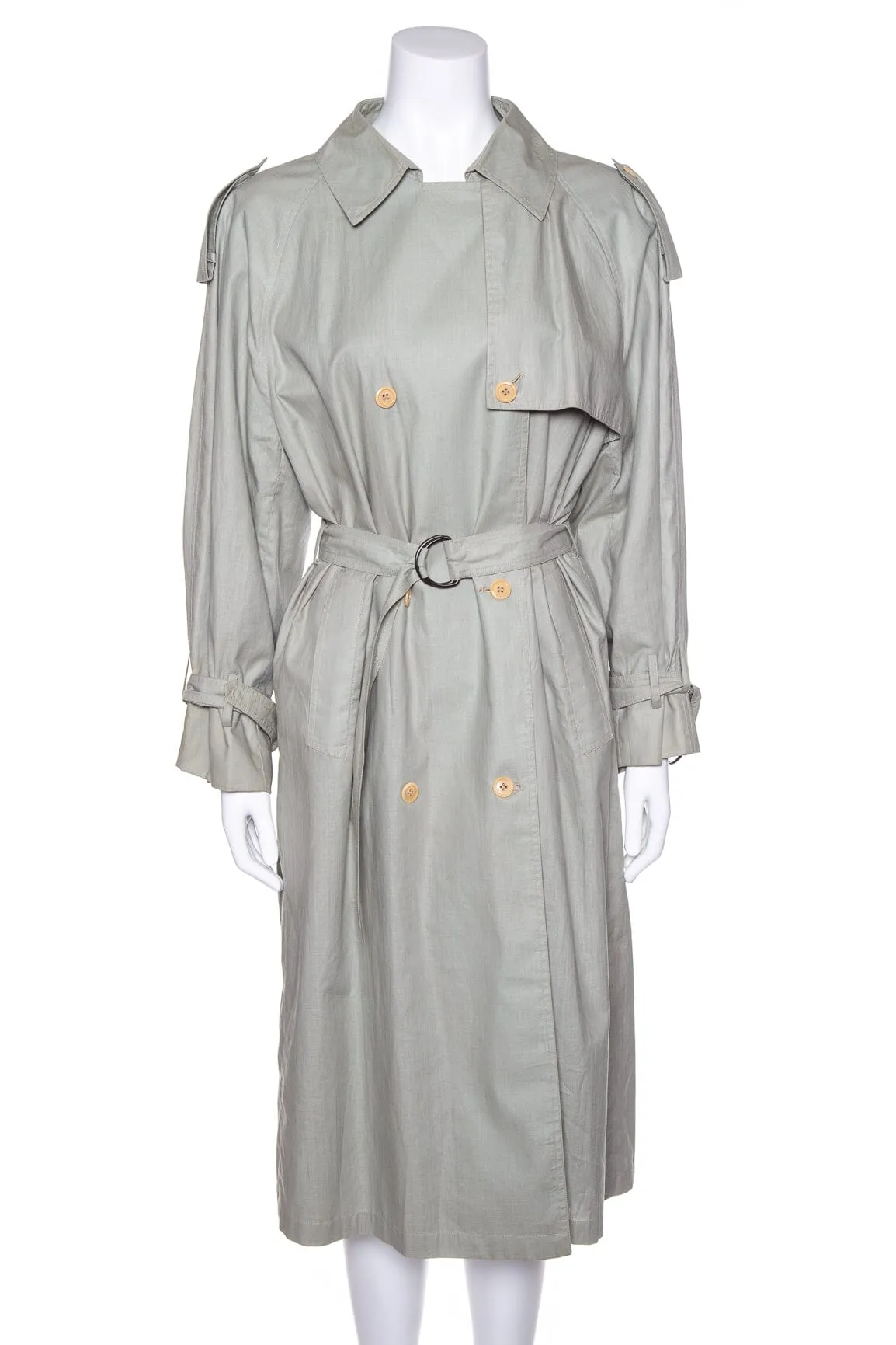 Gucci Vintage Green Cotton Trench Coat SZ 44