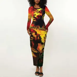 Happy Birthday King of Reggae Long Sleeve Bodycon Dress LT9