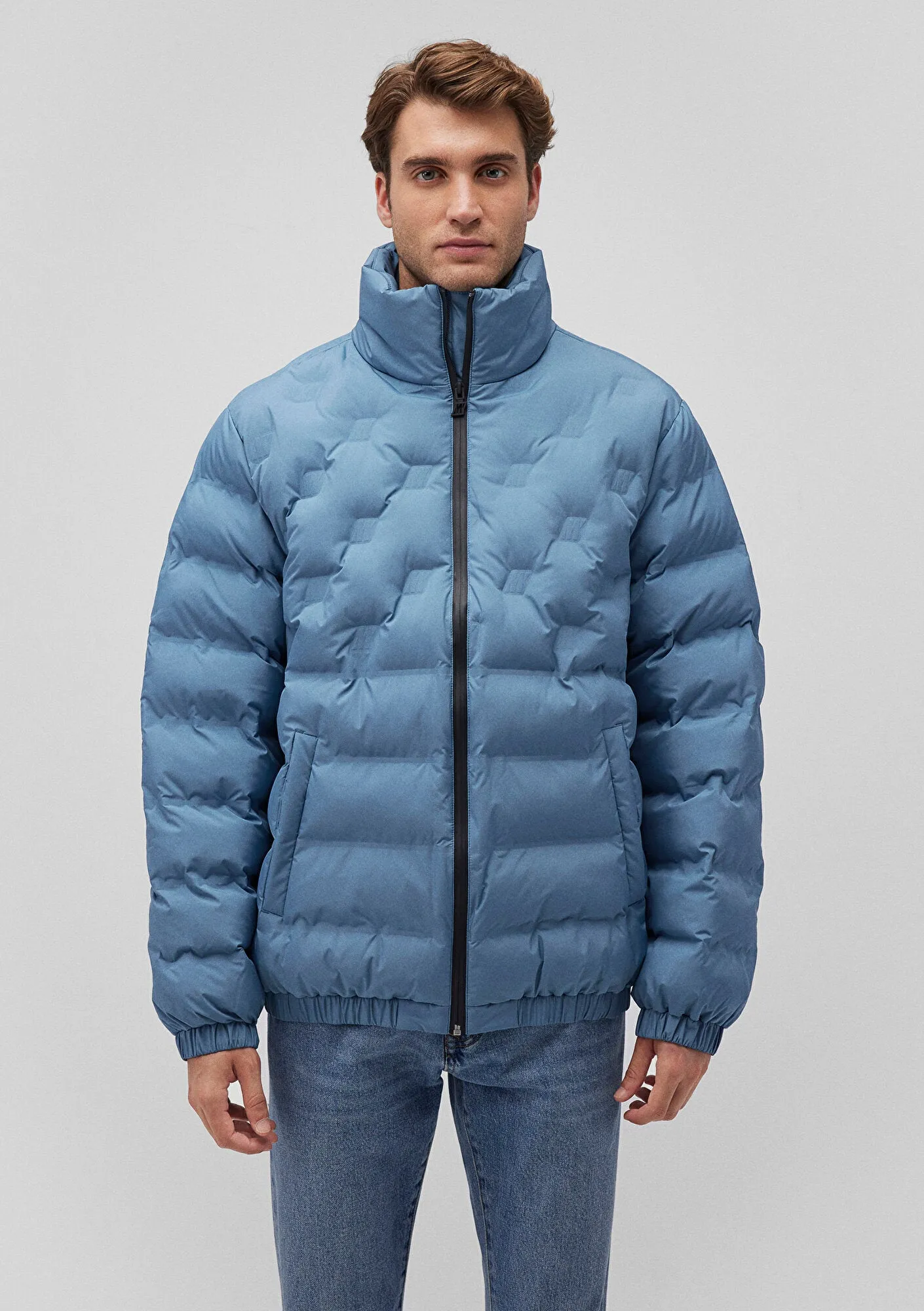 High Collar Blue Jacket