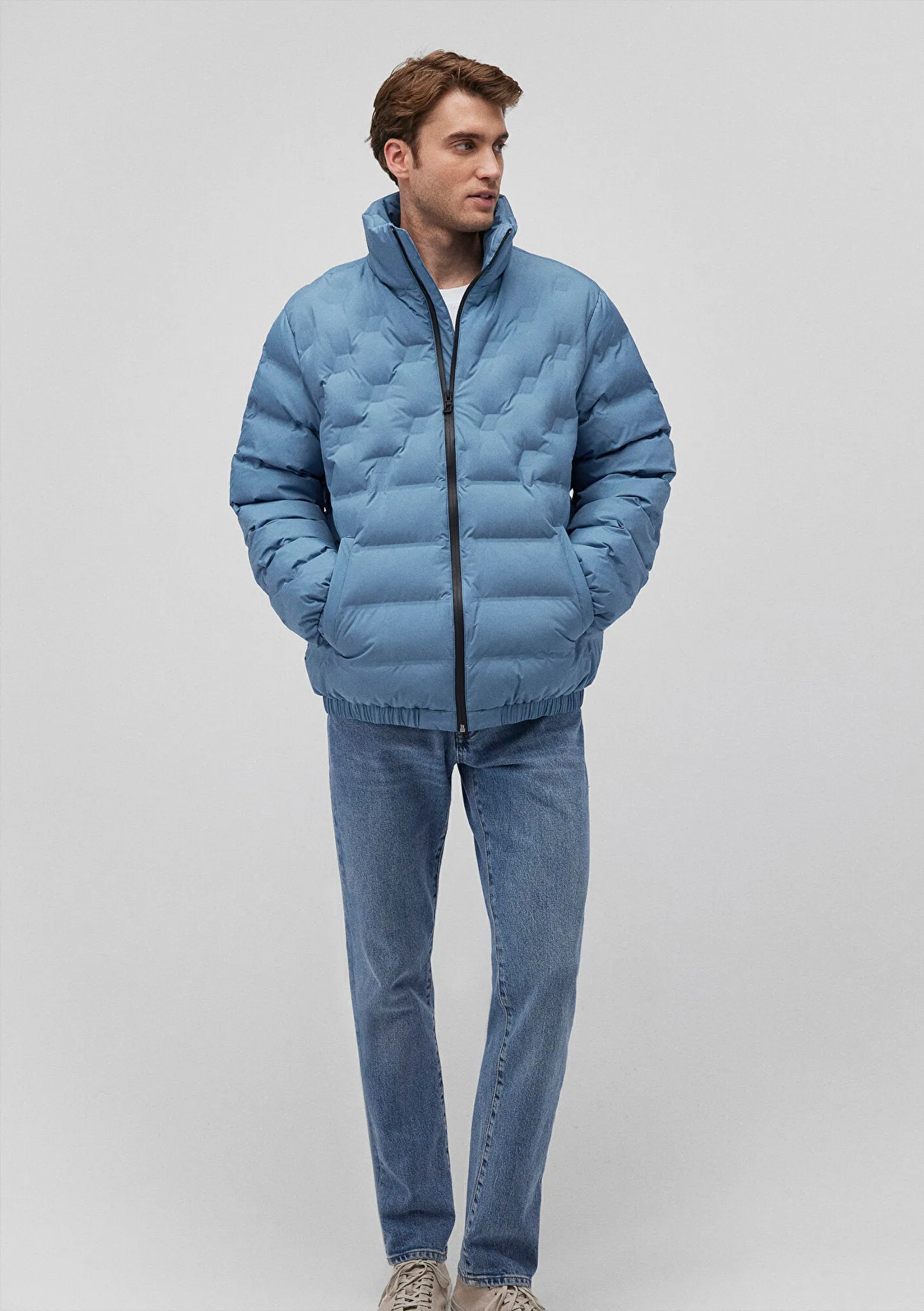 High Collar Blue Jacket