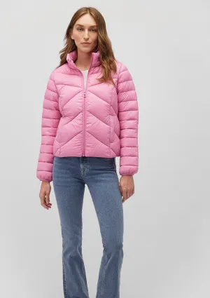 High Collar Pink Puffer Jacket