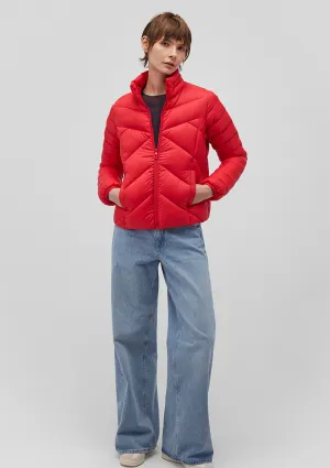 High Collar Red Puffer Jacket