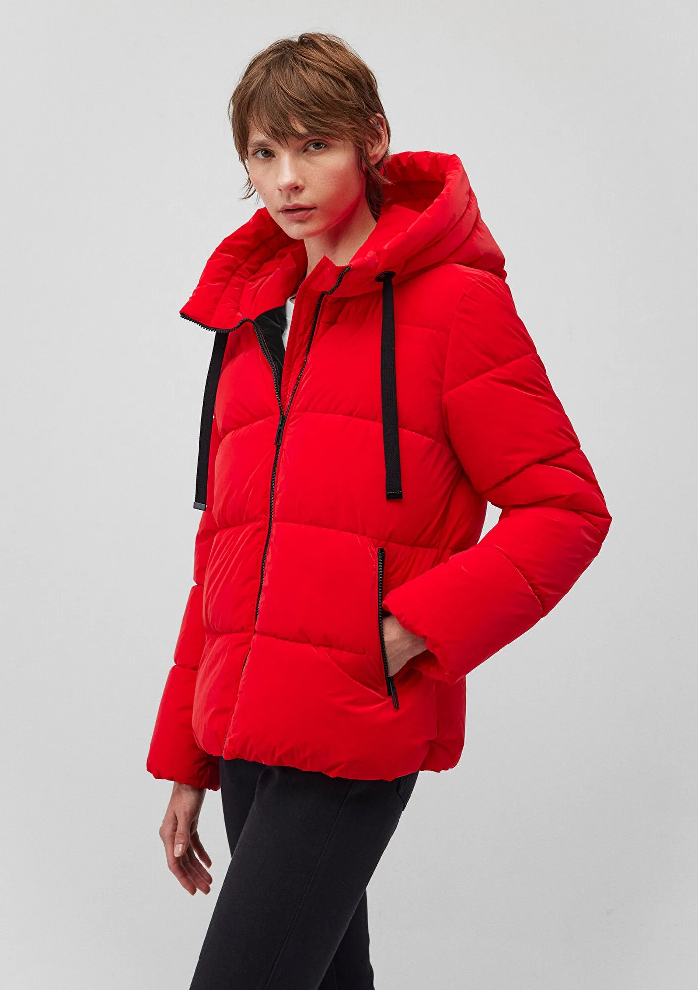 Hooded Red Puffer Jacket