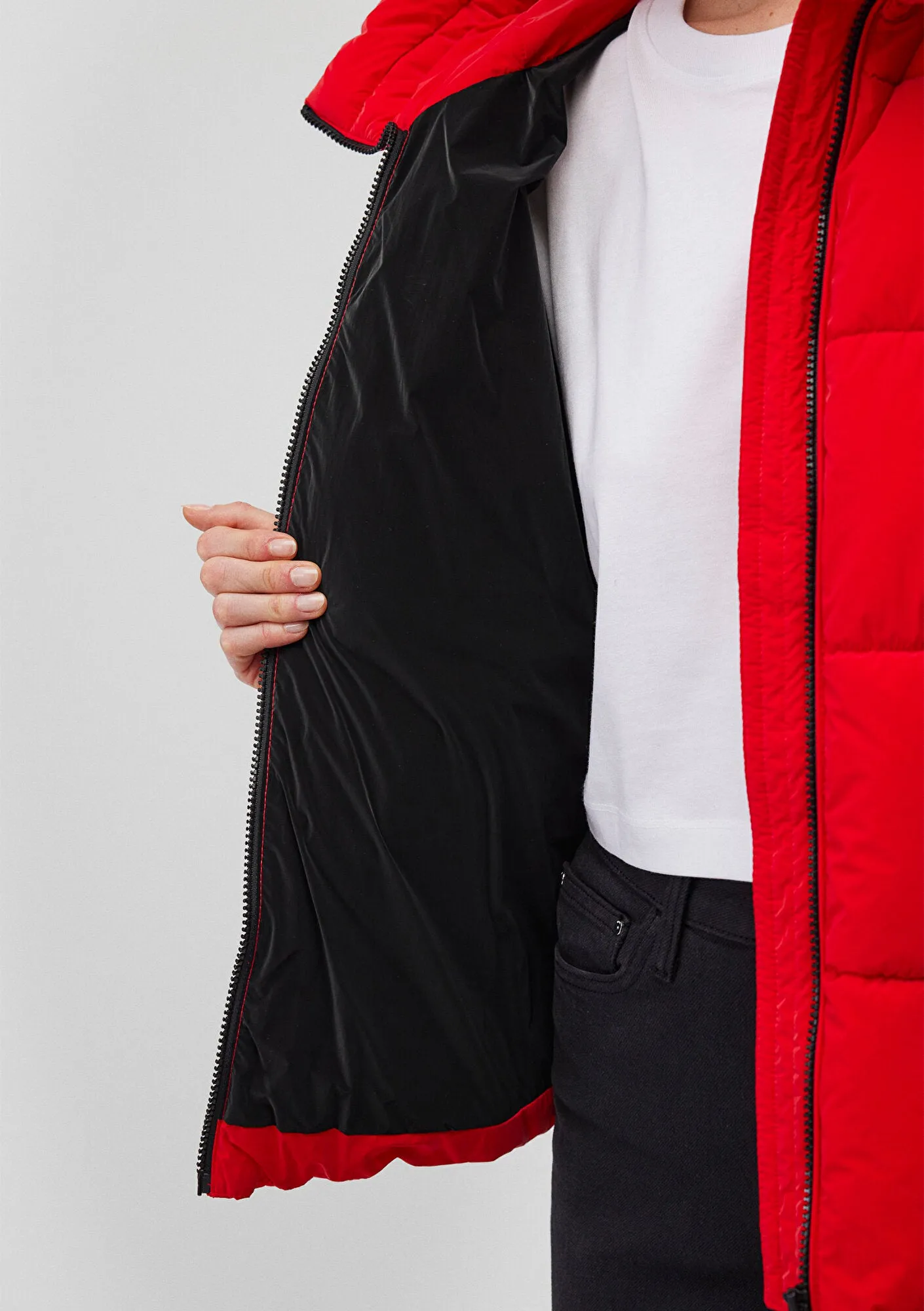 Hooded Red Puffer Jacket