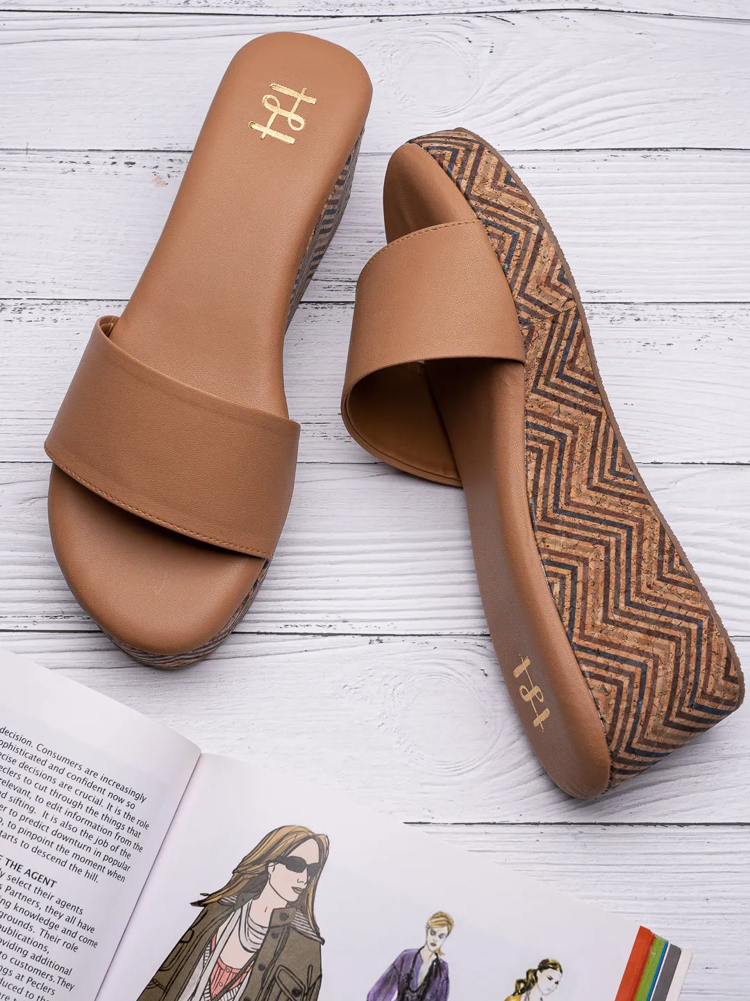 Hydes N Hues Tan Wedge Heels