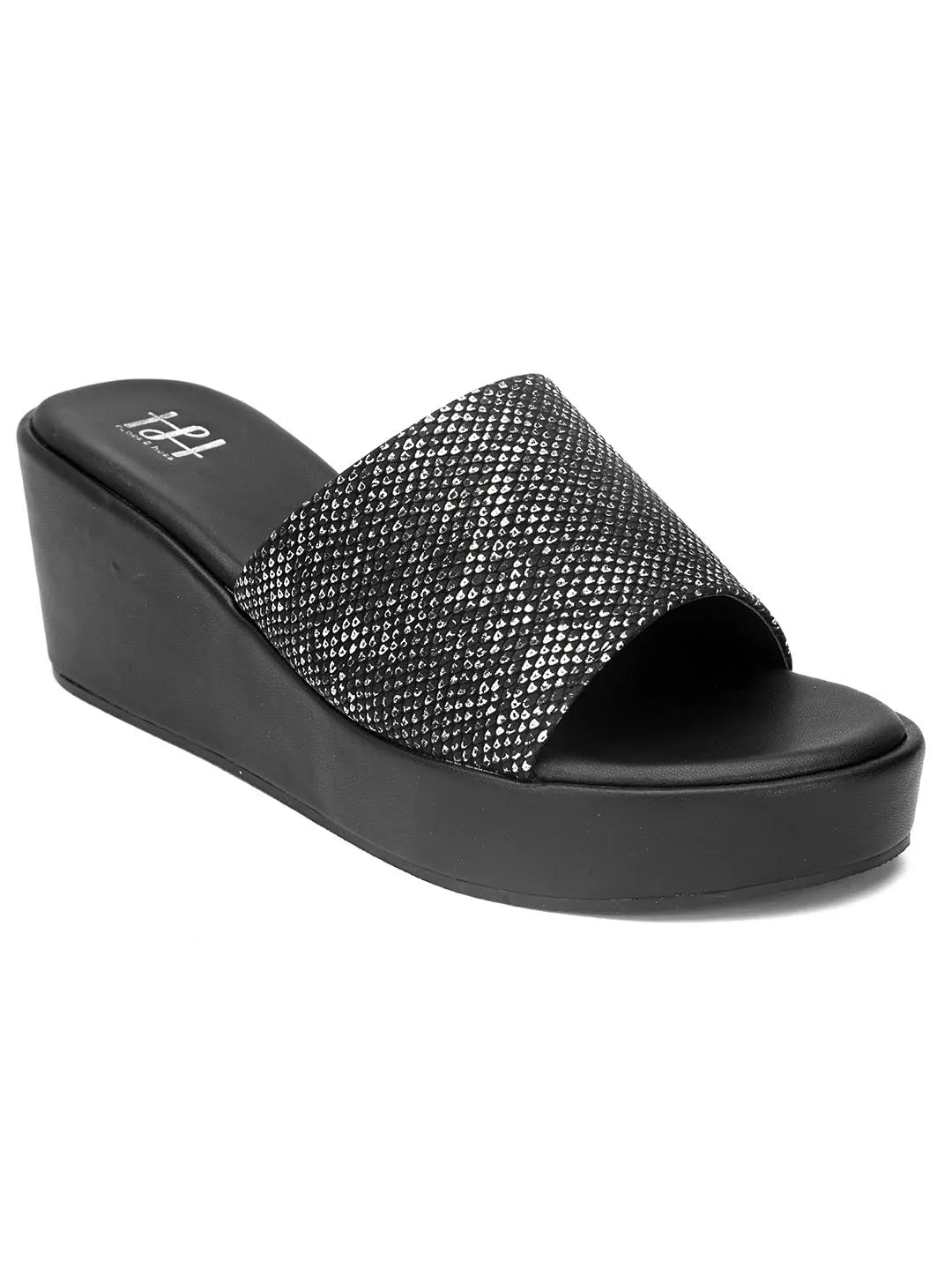Hydes N Hues Women black -Toned Open Toe Wedge Heels